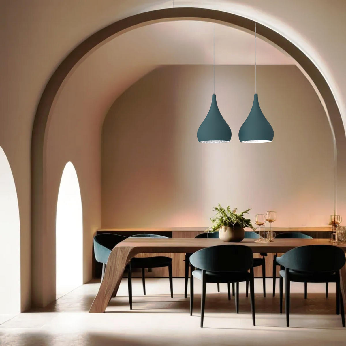 HÄNGELEUCHTE - Blau, Metall (55/25/55cm) - Lumicom