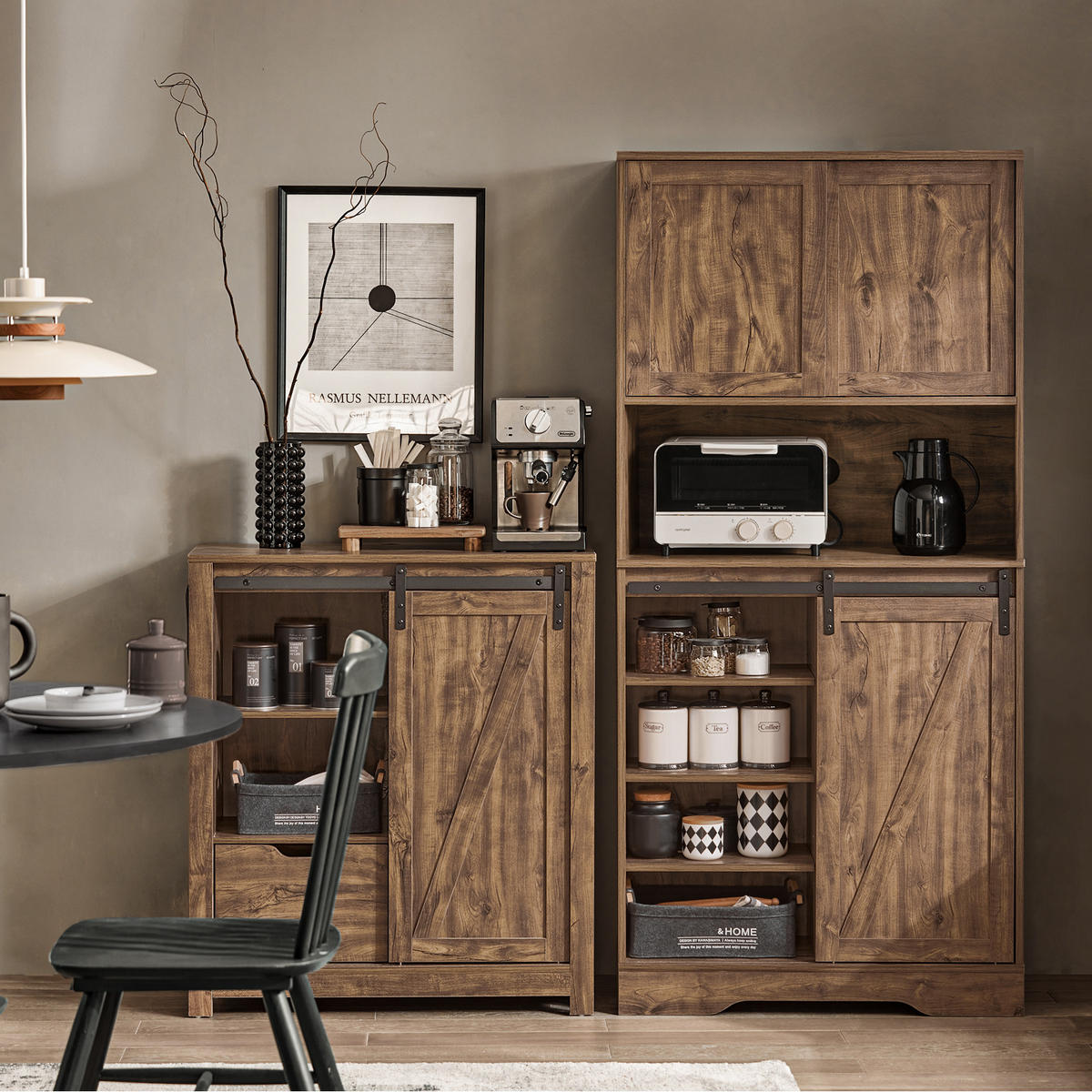 KÜCHENSCHRANK Vintage - Braun, Holzwerkstoff (80/170/34cm) - SoBuy