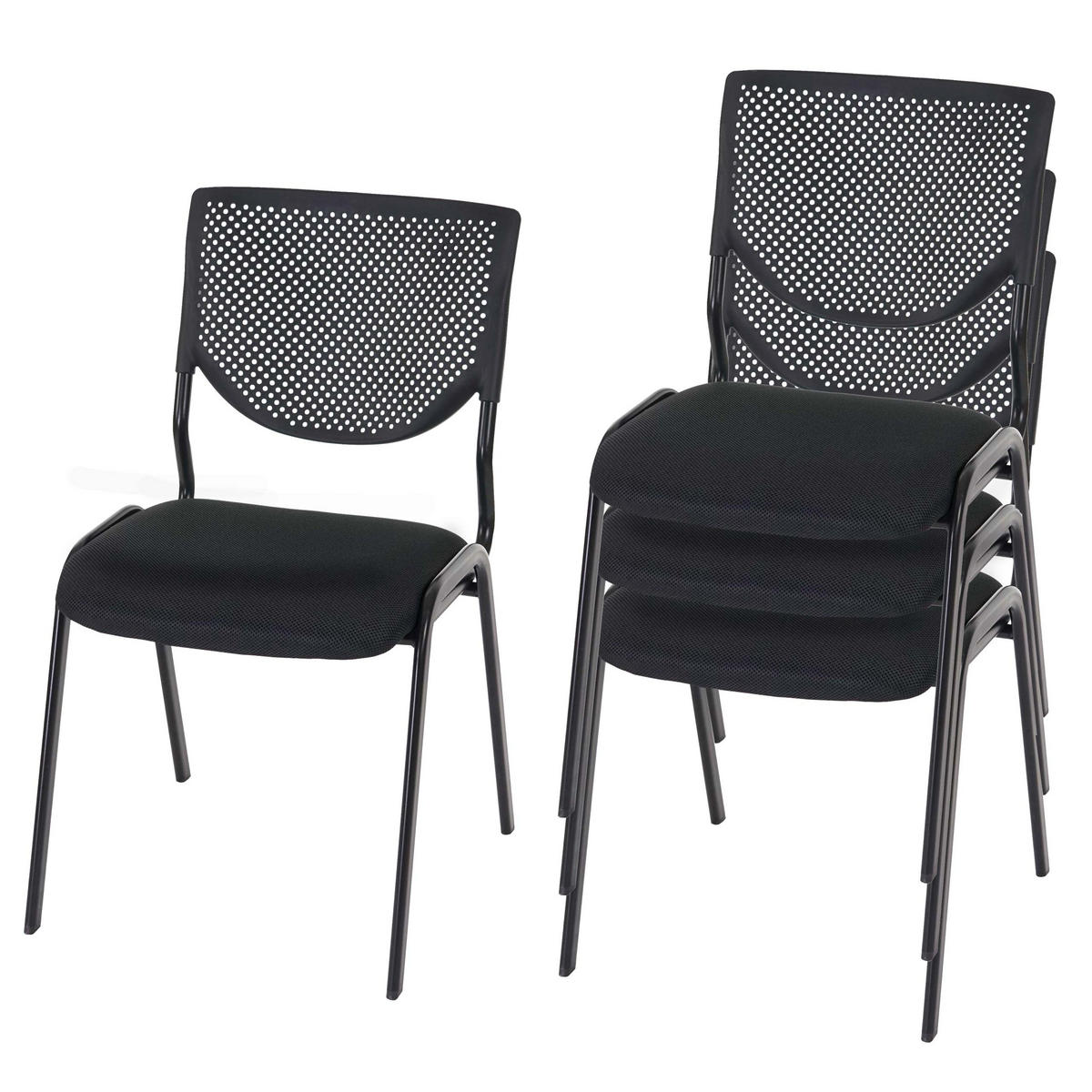 BESUCHERSTUHL Schwarz 4er-Set - Schwarz, Textil (49/83/58cm) - MCW