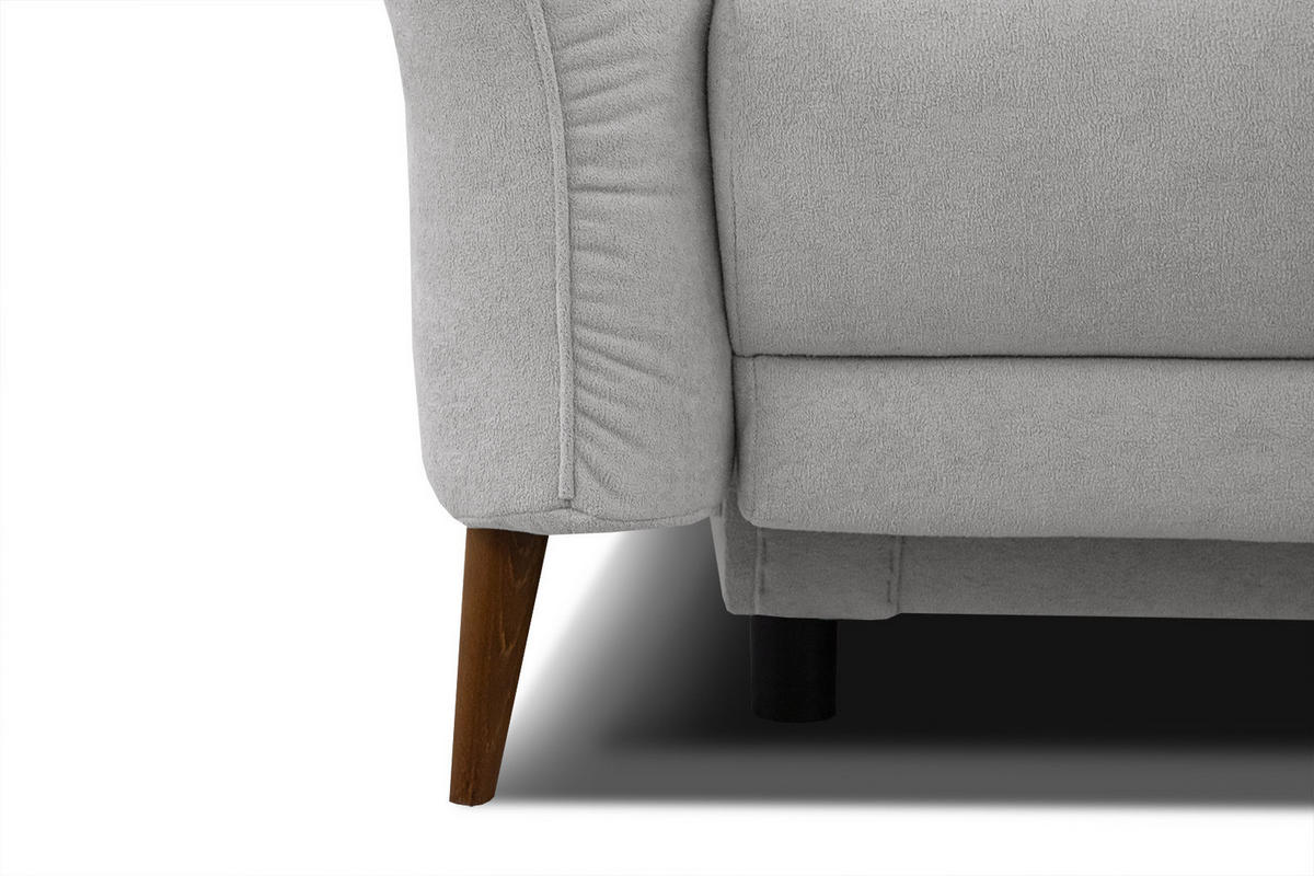 SOFA FIGARI 3-Sitzer mit Schlaffunktion, hellgrau - Hellgrau/Braun, Holz/Textil (232/90/107cm) - Courtois Laville