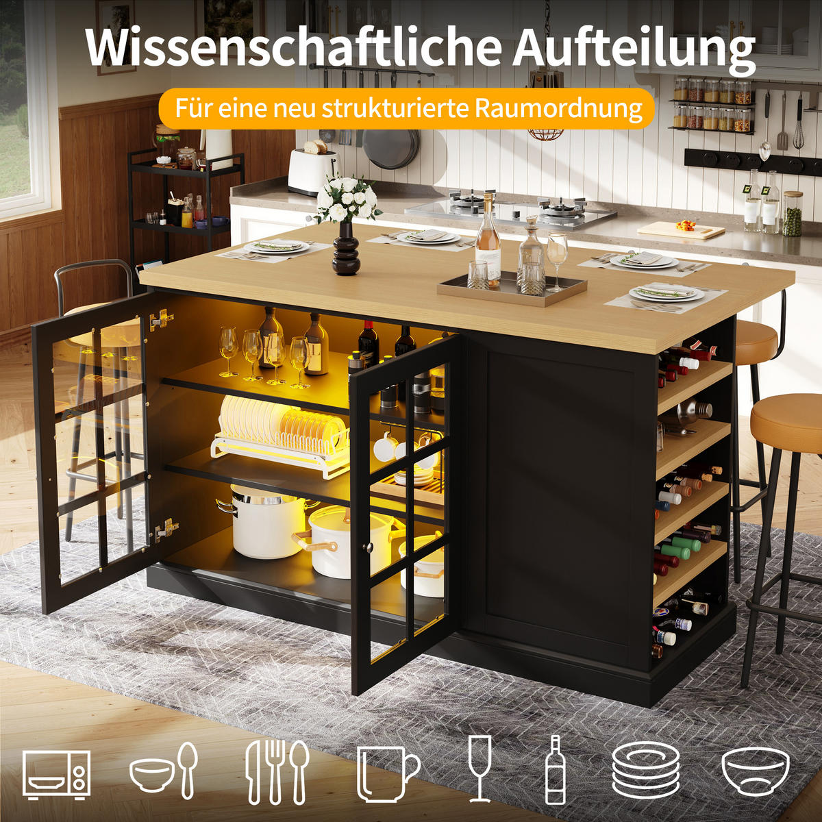BARTISCH Schwarz 120/70/90 cm - Schwarz, Holzwerkstoff (120/90/70cm) - PANGIVO