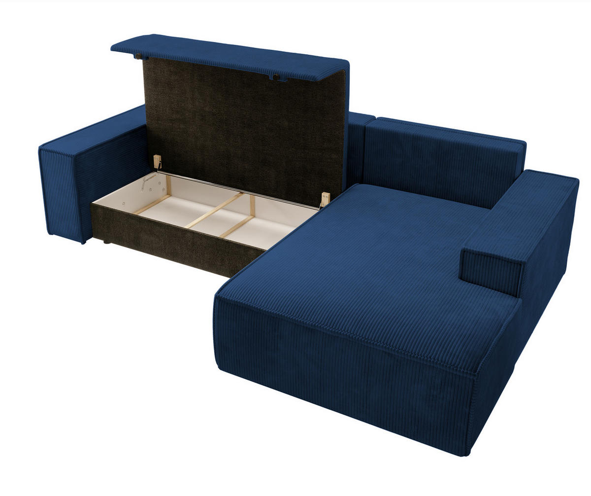 ECKSOFA Farese Dunkelblau Cordbezug - Schwarz/Dunkelblau, Kunststoff/Textil (267/167cm) - Selsey