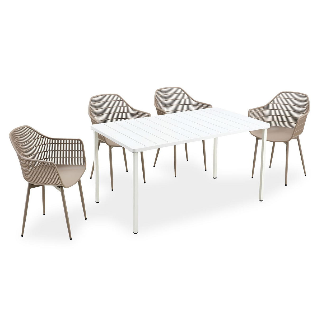 GARTENMÖBEL SET MARGHERITA 5er Set weiß - Weiß, Metall - IDIMEX