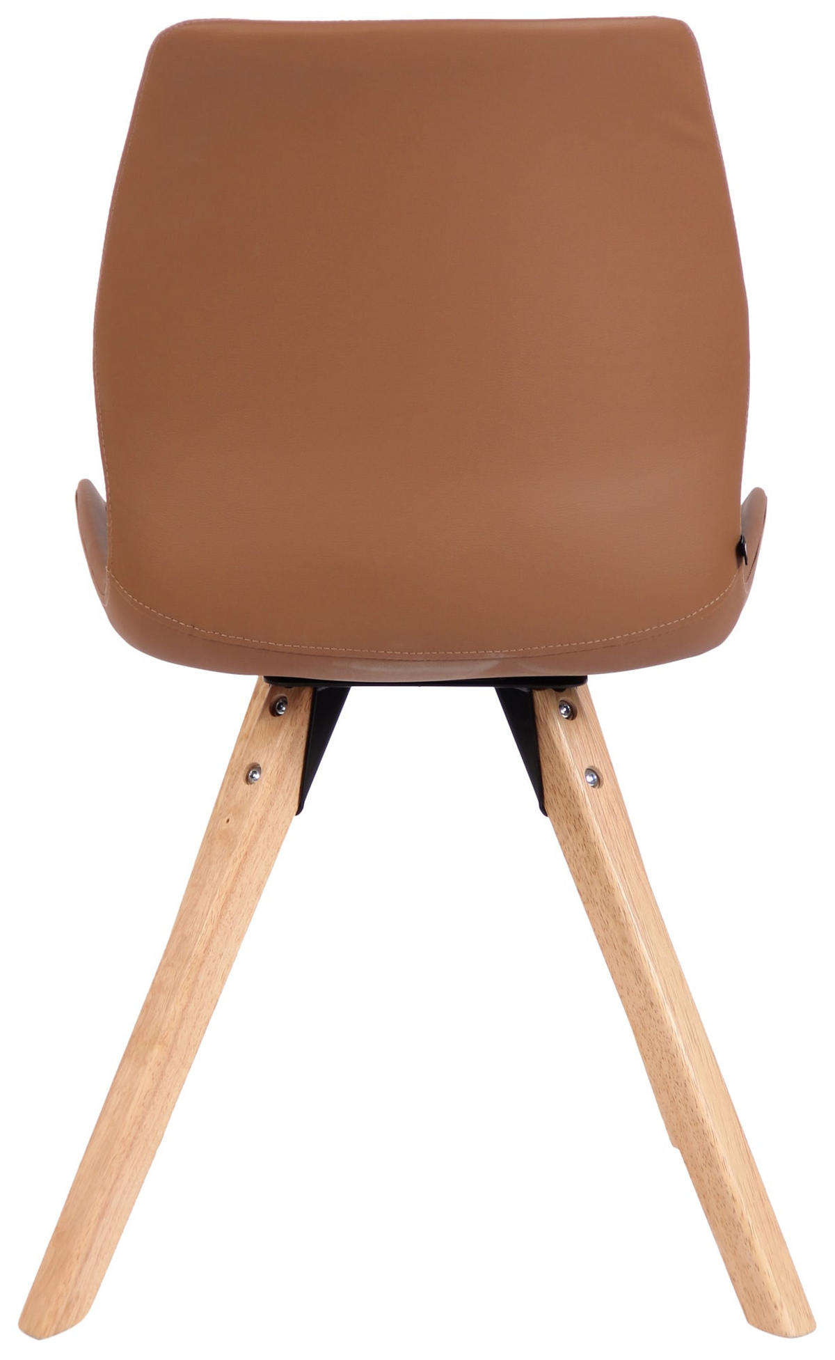 STUHL 2er Set Lederlook hellbraun - Hellbraun/Eukalyptusholzfarben, Holz/Textil (49/87.5/58cm) - CLP