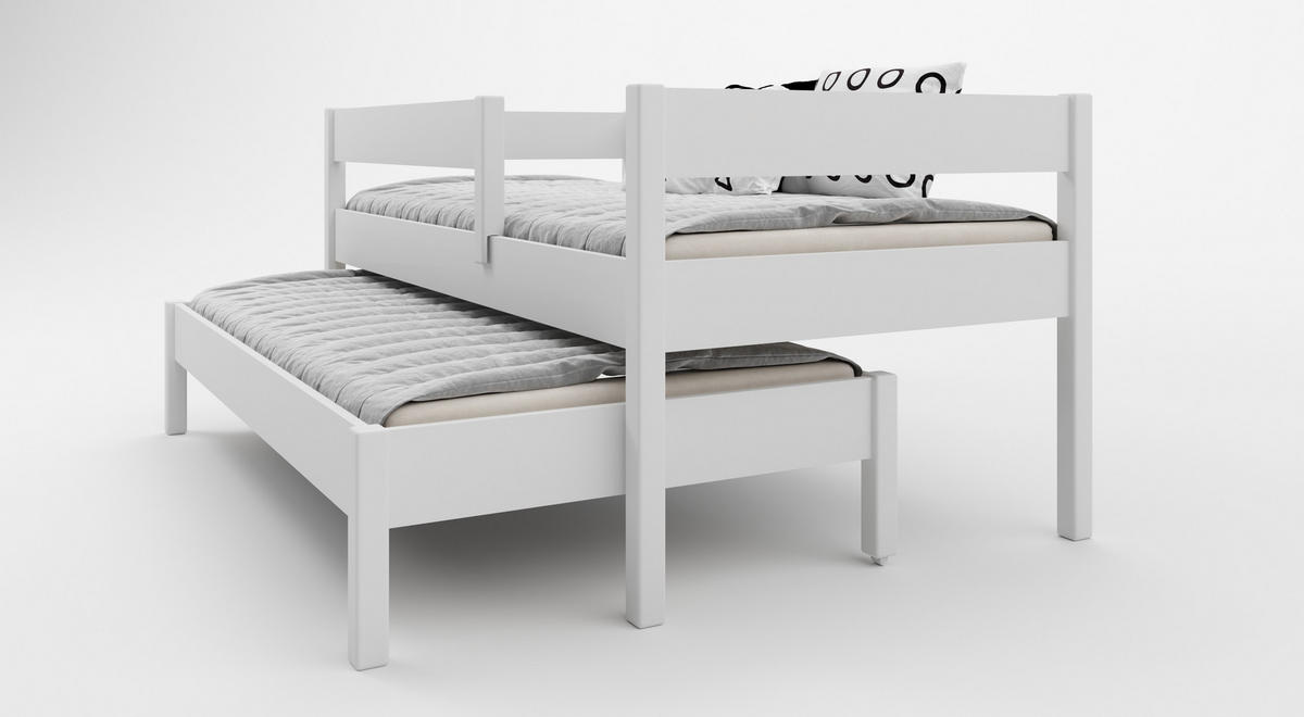 AUSZIEHBETT Junior 160x80 weiß - Weiß, Holzwerkstoff (80/160cm) - LUKDOM