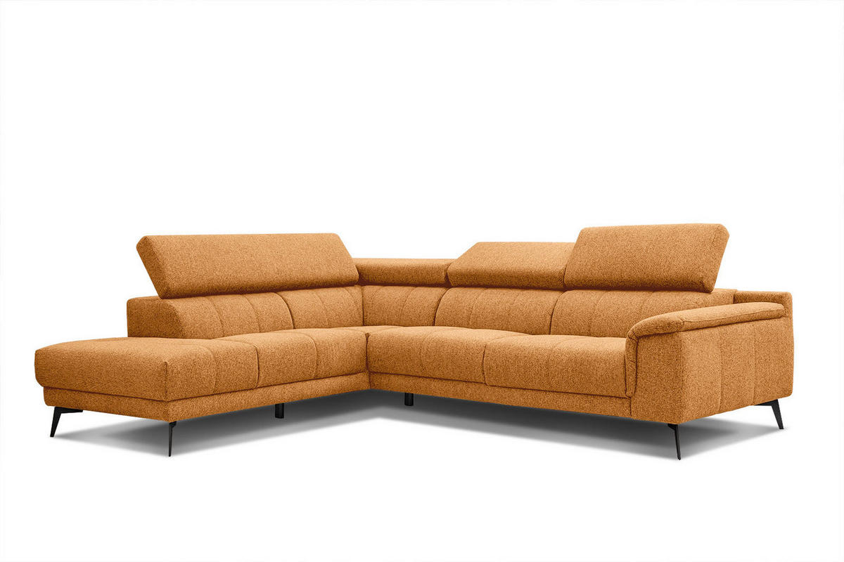 ECKSOFA FIERO 5-Sitzer, orange - Schwarz/Orange, Holzwerkstoff/Textil (158/269cm) - Courtois Laville