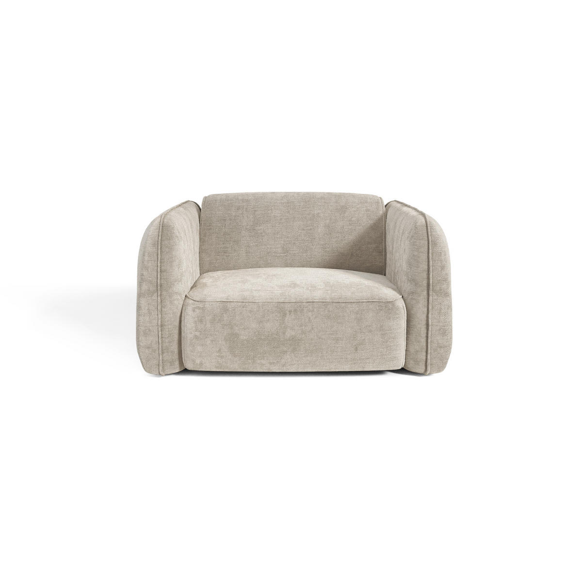 SESSEL LOMI Geprägter Samt Taupe 118cm - Taupe, Textil (118/76/102cm) - Premium Interiors