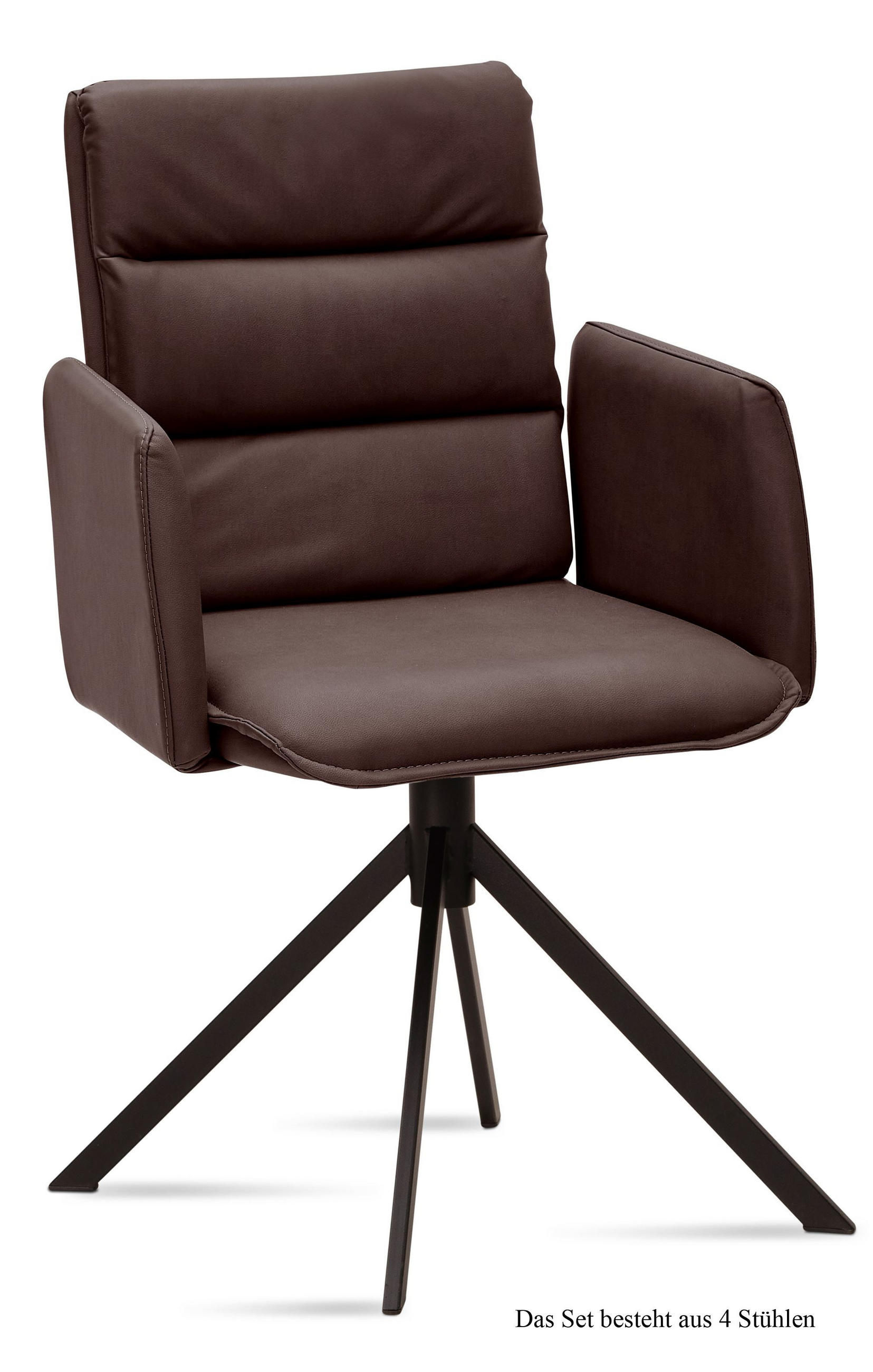 ARMLEHNSTUHL (4er-Set) Dulci 52x92x60 Schwarz/Braun - Schwarz/Braun, Kunststoff (60/92/52cm) - 58aufmkessel