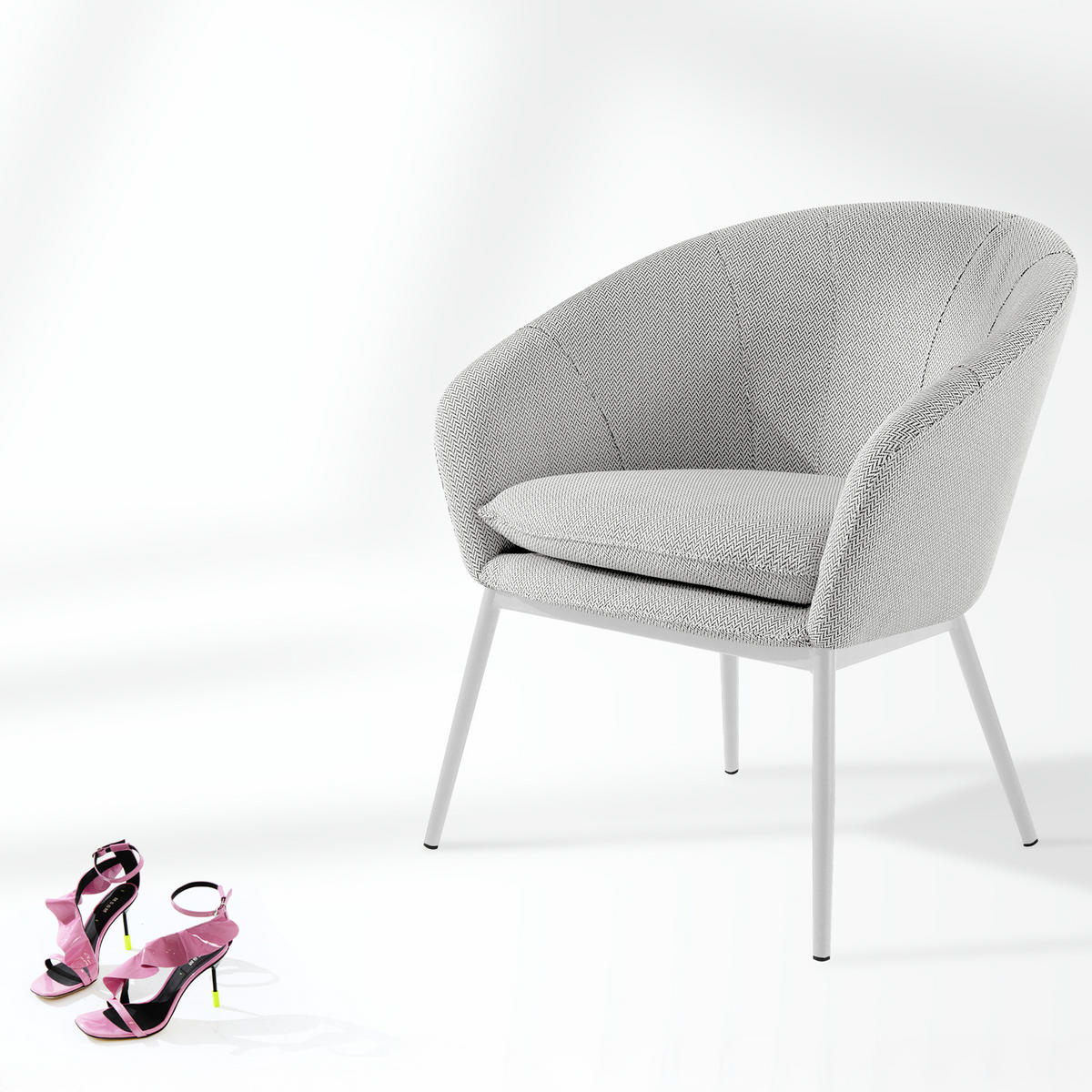 GARTENMÖBELSET SOLIS Gartenlounge-Set, hellgrau/weiß - Hellgrau, Textil/Metall - KONSIMO®