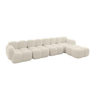 ECKSOFA modulares Sofa Rechts Miko-L3 390x205x75 Beige Bouclé - Sandfarben/Schwarz, Holzwerkstoff/Kunststoff (390/205cm) - ALTDECOR