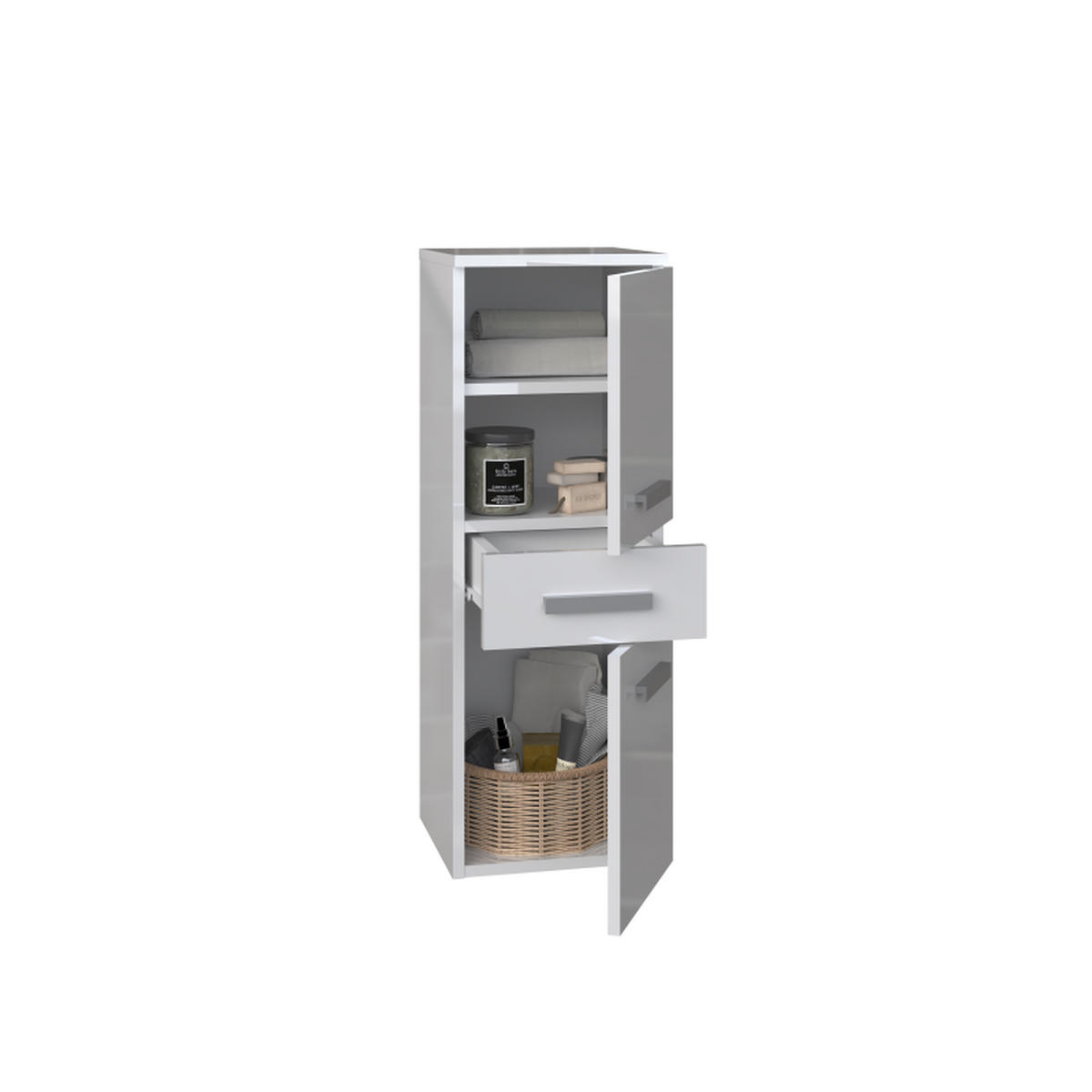 KOUPELNOVÁ SKŘÍŇKA Bílá, lesklá bílá 30/85/30 - bílá, kompozitní dřevo (30/85/30cm) - RAUMHIRSCH FURNITURE