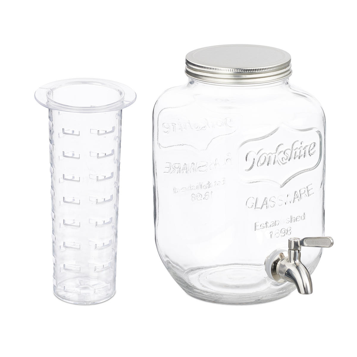 GETRÄNKESPENDER - Transparent, Glas/Metall (4L) - Relaxdays