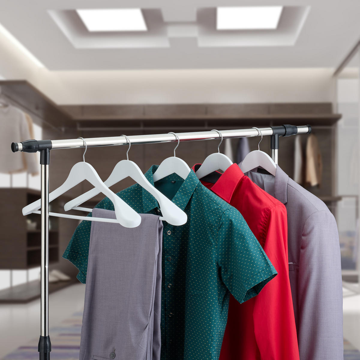 5XVEŠIAKY na oblek - biela, kov/drevo (44.5/24/5.5cm) - Relaxdays