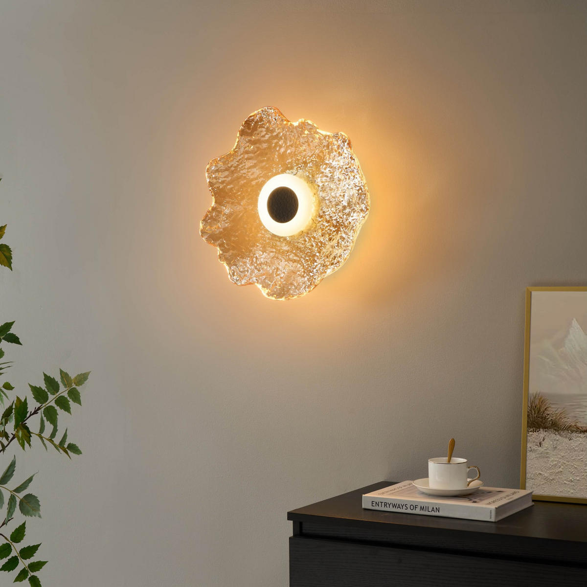 DECKENLEUCHTE Lioria, Schwarz und Bernstein, 11cm - Bernsteinfarben, Glas (11/40/40cm) - KOSILUM