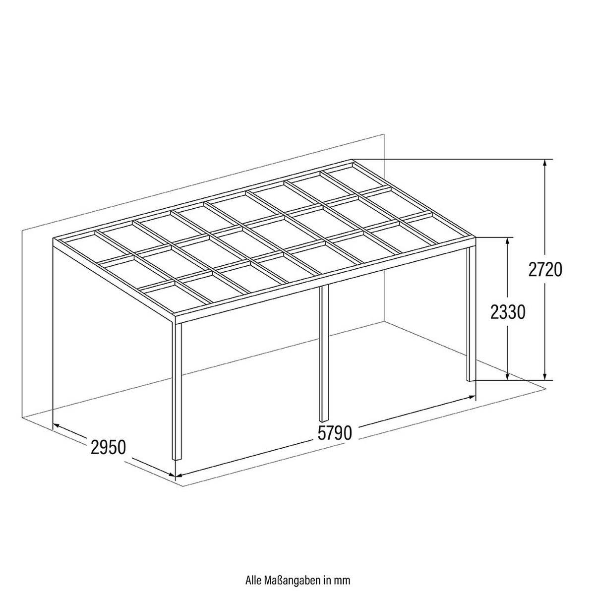 TERRASSENÜBERDACHUNG SOLIS DELUXE - Grau, 579 x 295 x 233 / 272 cm - Anthrazit, Kunststoff (579/272/295cm) - Home Deluxe