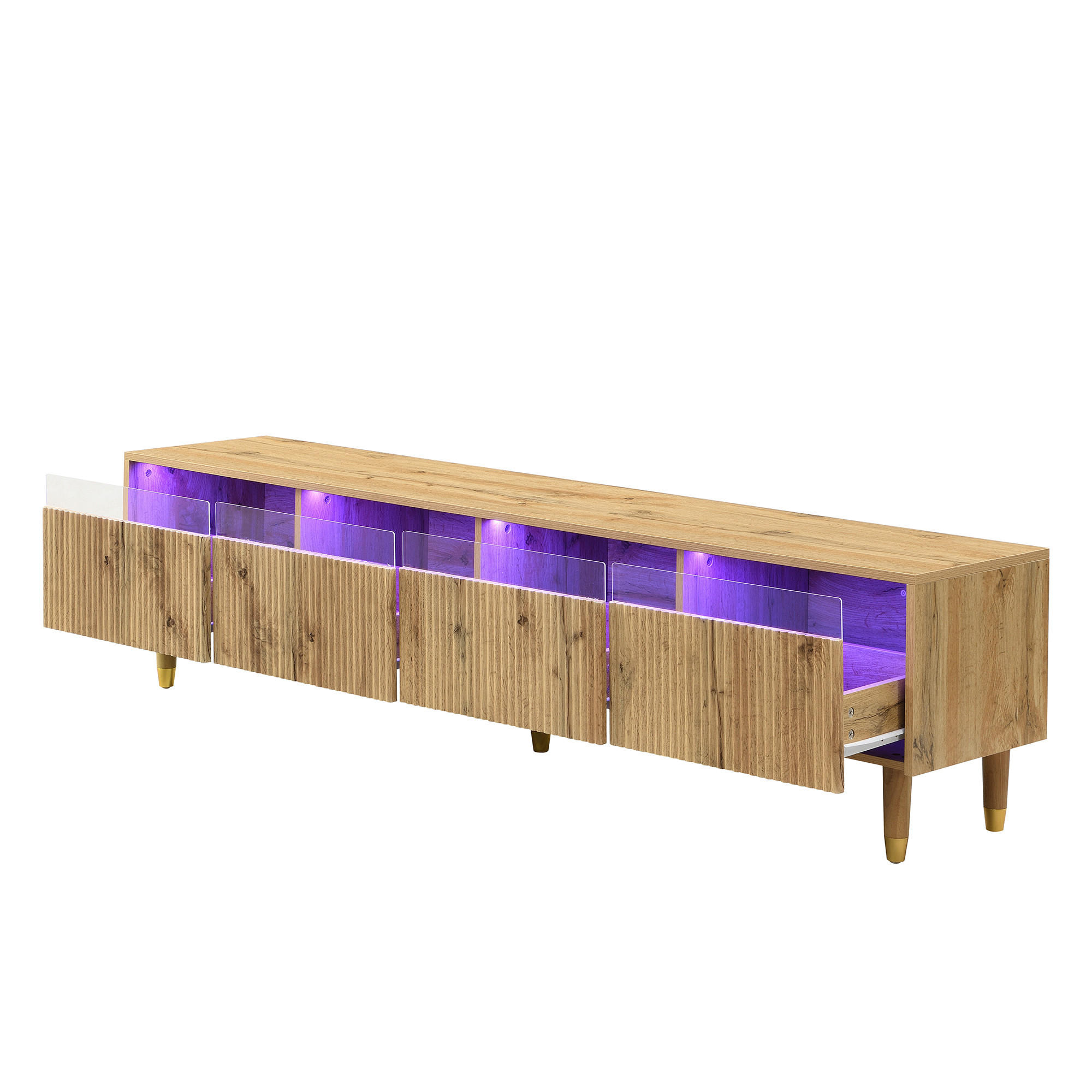 TV Lowboard 178 cm, 4 Schubladen, MDF Acryl, Holz - Braun, Holz (178/45/35cm)