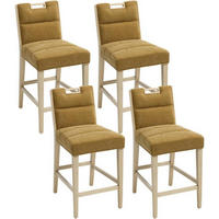 BARHOCKER 4er Set Chenille Gelb mit Griff-Rückenlehne und Fußstütze - Gelb, Textil (45/95/56cm)