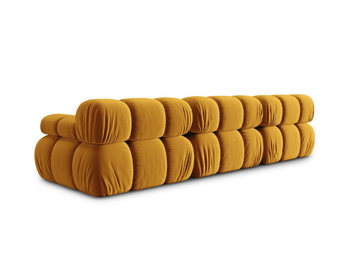 MODULARES-SOFA Bellis aus Samt gelb 3 Sitzplätze - Gelb, Textil (94/63/282cm) - Micadoni