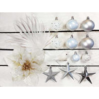 LAALU CHRISTBAUMKUGEL-SET 139 Stück in Luxusbox POLAR WHITE für Weihnachtsbaum 240-270 cm - Silberfarben/Weiß, Kunststoff/Textil (55/50/75cm) - LAALU
