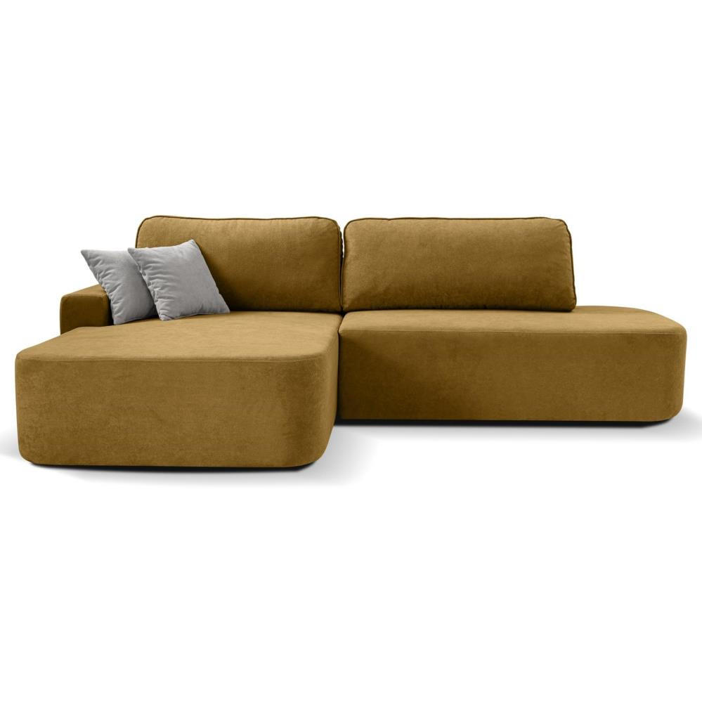 ECKSCHLAFSOFA Gavi gelb velours links - Gelb, Textil (269/171cm) - Beautysofa