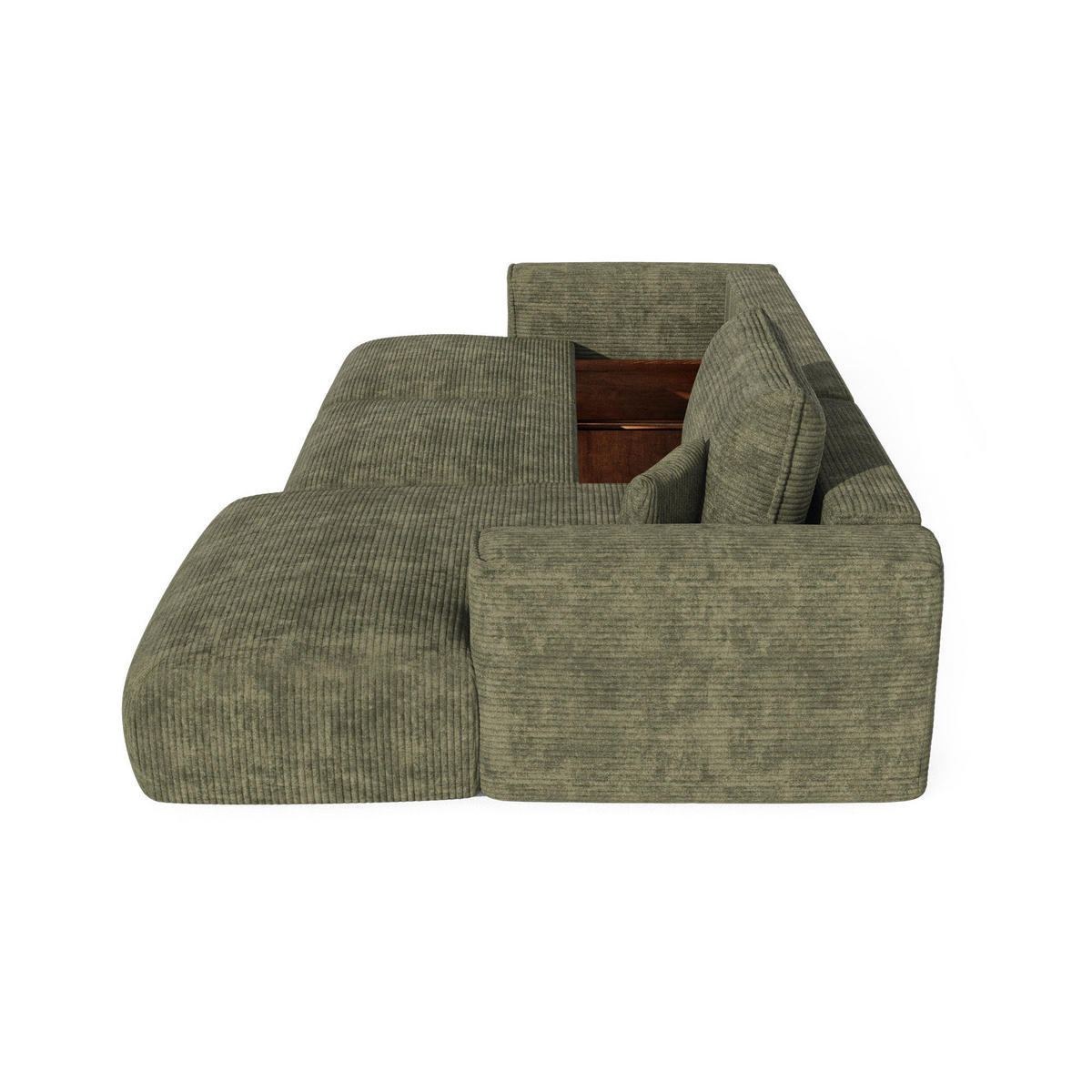 ECKSOFA rechtwinklig COMO Cord Olivgrün 297cm - Olivgrün/Grün, Textil (297/167cm) - Premium Interiors