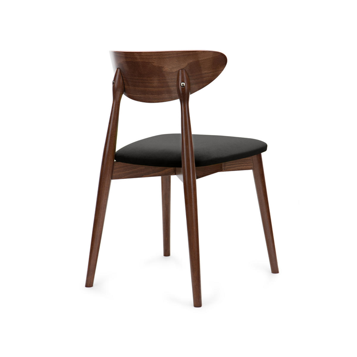 STUHL-SET RABI 2 Stück Gestell aus Buche Massivholz, schwarz - Walnussfarben/Schwarz, Holz/Buchenholz (47/79/45cm) - KONSIMO®