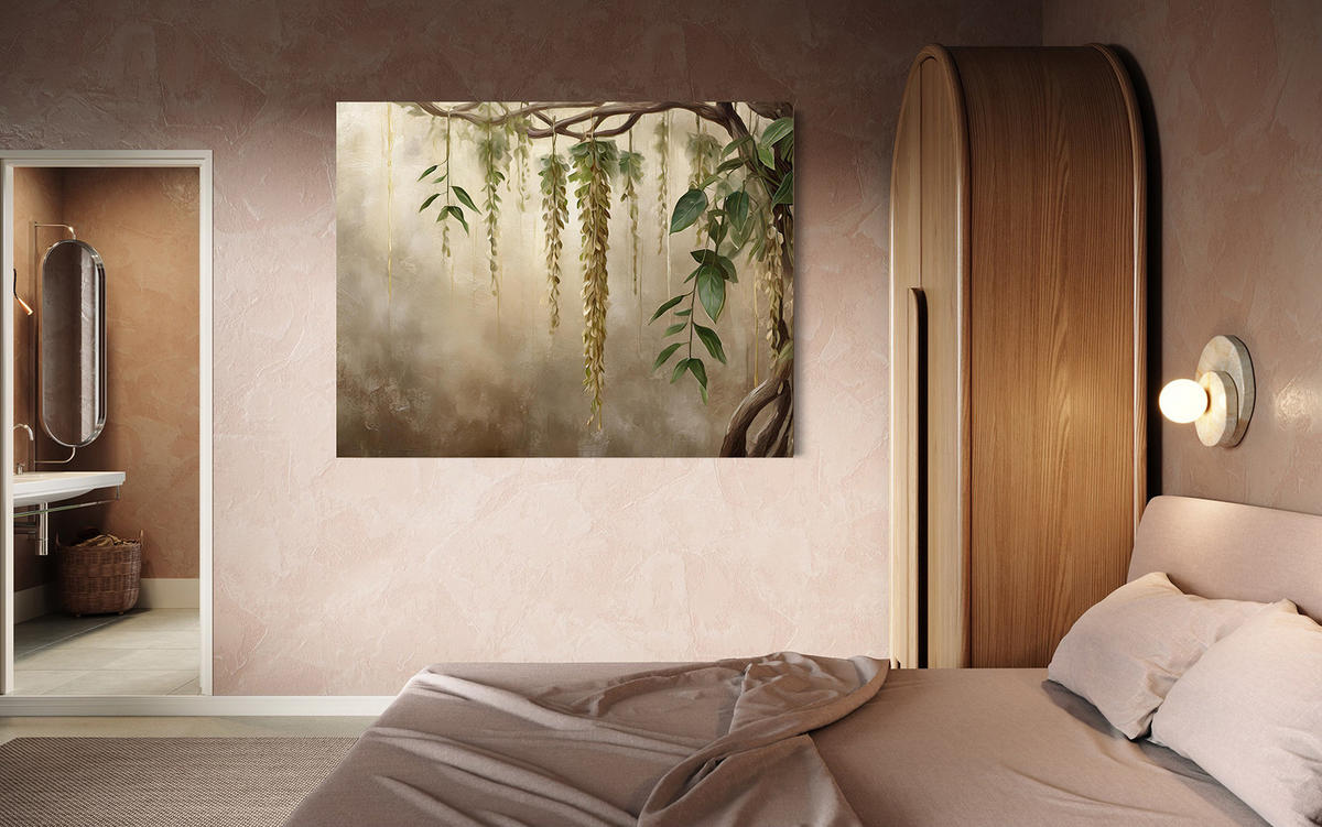 WANDBILD natura blatt pflanzen - Beige, Textil (60/40cm) - Feeby