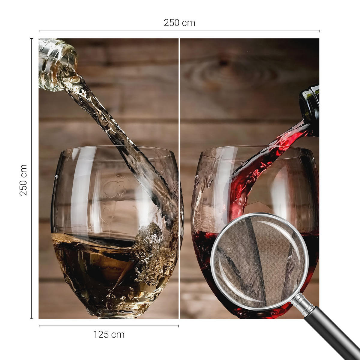 FOTOTAPETE 250x250 cm - Gläser Wein - Grau, Textil (250/250cm) - Wallfluent