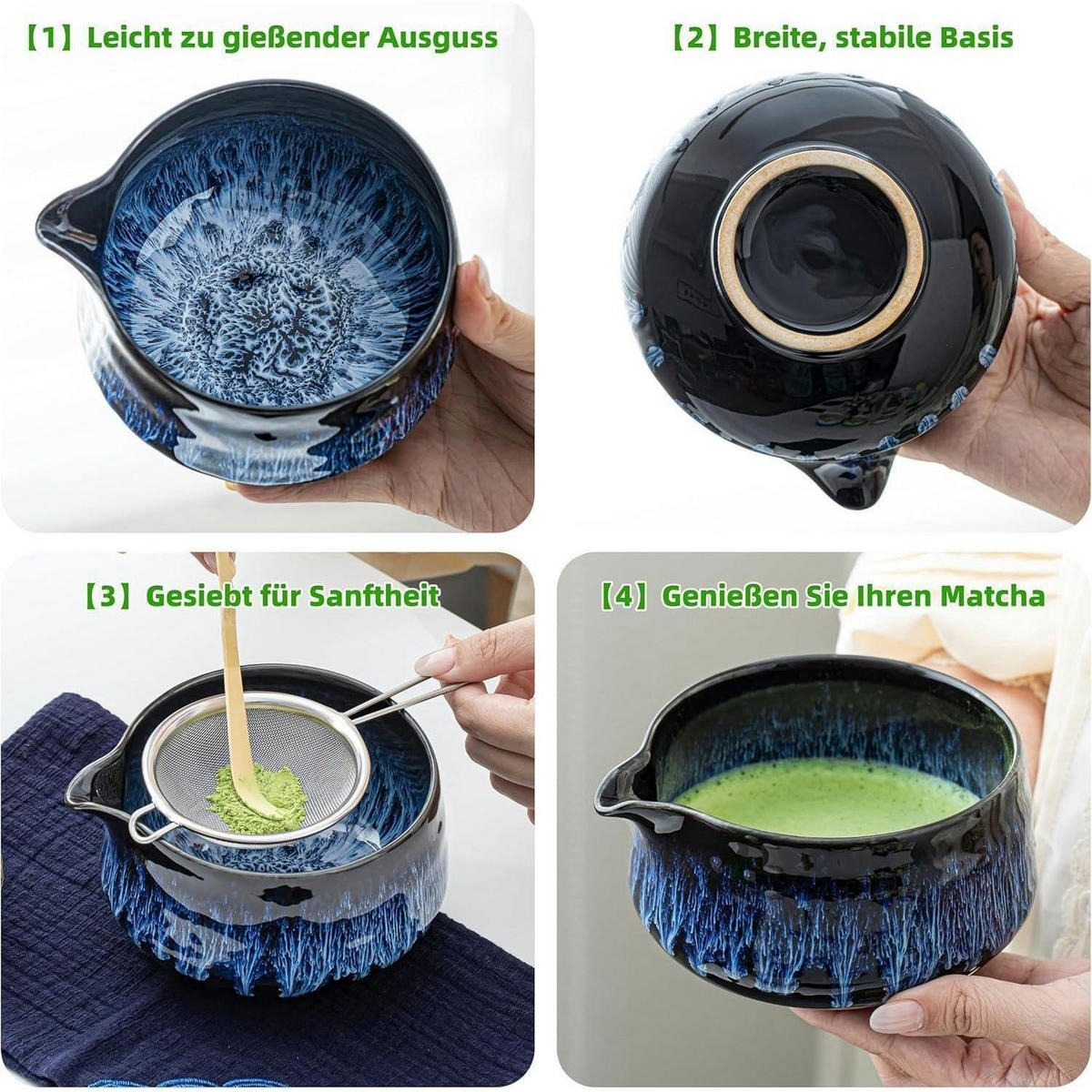 MATCHA Set 7-teilig Junware-blau - Blau, Keramik (12.5/7.2/14cm)