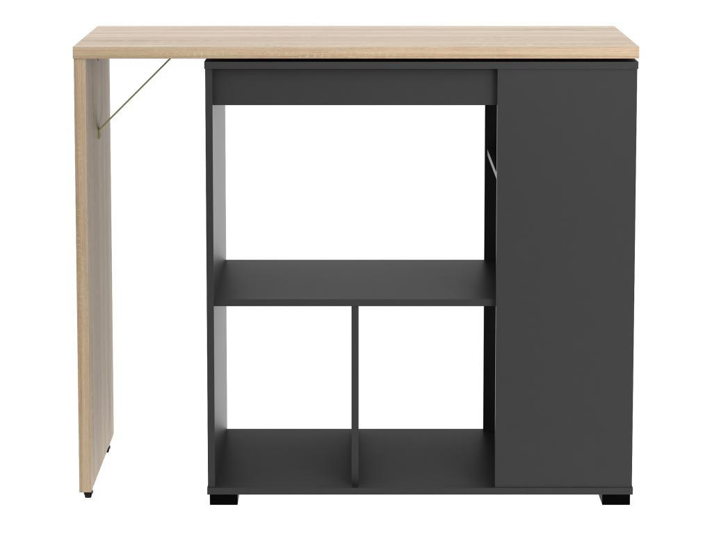 BARTISCH drehbar mit Stauraum - Holzfarben & Anthrazit - SATURNE - Anthrazit, Holz (39.6/100/172cm) - Vente-Unique