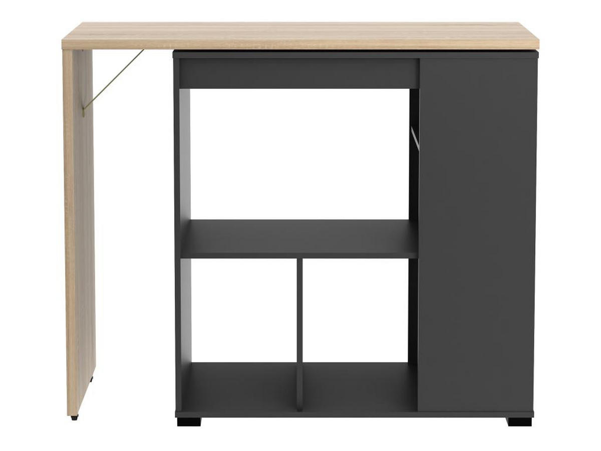 BARTISCH drehbar mit Stauraum - Holzfarben & Anthrazit - SATURNE - Anthrazit, Holz (39.6/100/172cm) - Vente-Unique