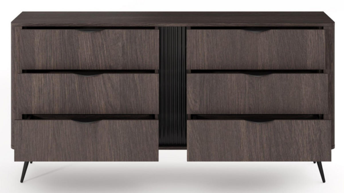 KOMMODE Weiß ERIS Gerillt Auf Hohen Beinen - Braun, Holzwerkstoff (163.2/81.2/38cm) - Sepro Meble