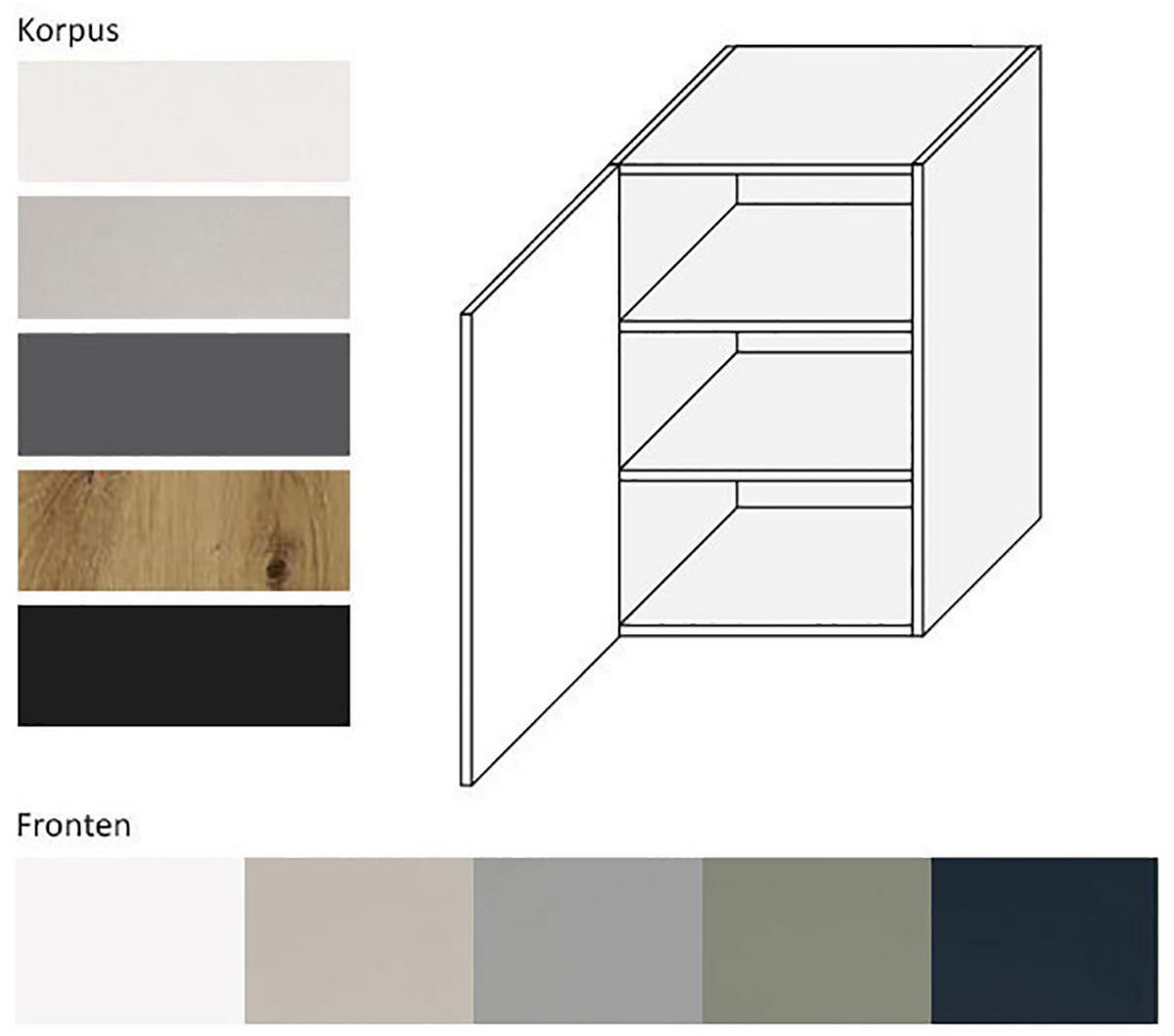 HÄNGESCHRANK Oslo W2/50 Lava / Kaschmir Matt 50 / 32,5 / 72cm - Kaschmir/Dunkelgrau, Holz/Holzwerkstoff (50/72/32.5cm) - Feldmann-Wohnen