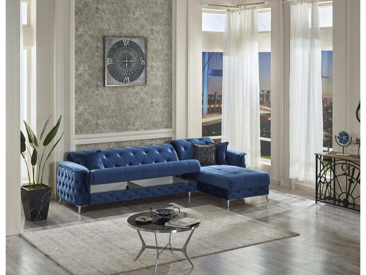 ECKSCHLAFSOFA Sucre Relax - Langer Schenkel Links - Blau, Holzwerkstoff/Kunststoff (310/180cm)
