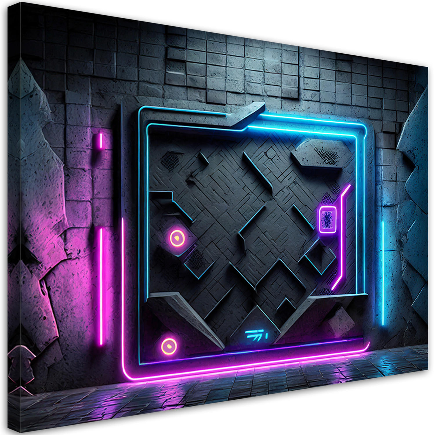 WANDBILD neon futuristische abstraktion - Lila, Textil (60/40cm) - Feeby