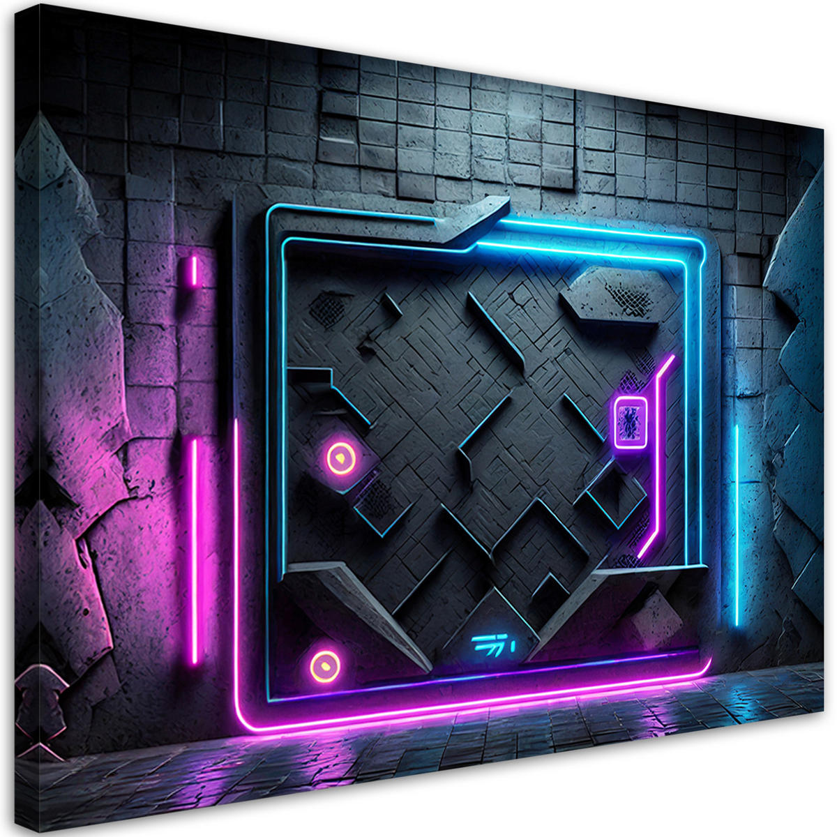 WANDBILD neon futuristische abstraktion - Lila, Textil (60/40cm) - Feeby