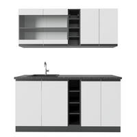 SINGLEKÜCHE R-Line Weiß/Anthrazit 160 cm J-Shape - Anthrazit/Weiß, Holzwerkstoff (160/81.6/46cm) - Vicco