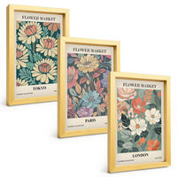 BILDER SET 3er Set - 20x30 cm Goldrahmen - Blumenposter Tokio Paris London - Goldfarben, Kunststoff (20/30cm) - TULUP