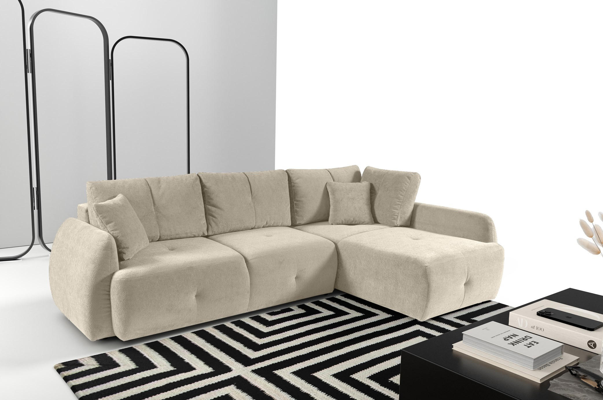 ECKSOFA Pataya Weiß, mit Schlaffunktion - Weiß, Textil (291/172cm) - Bettso