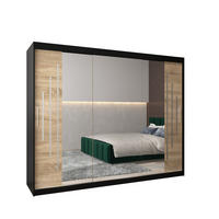 SCHWEBETÜRENSCHRANK 200/250/62 3-türig - Silberfarben/Schwarz, Holz/Kunststoff (250/200/62cm) - Abiks Möbel