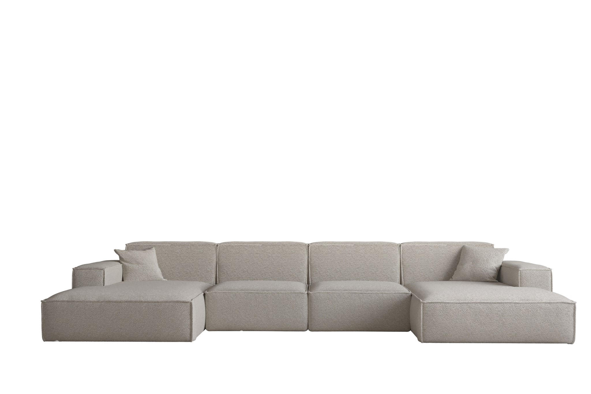 WOHNLANDSCHAFT Celes Premium Bukla - Beige, Holzwerkstoff/Textil (379/73/165cm) - Fun Möbel