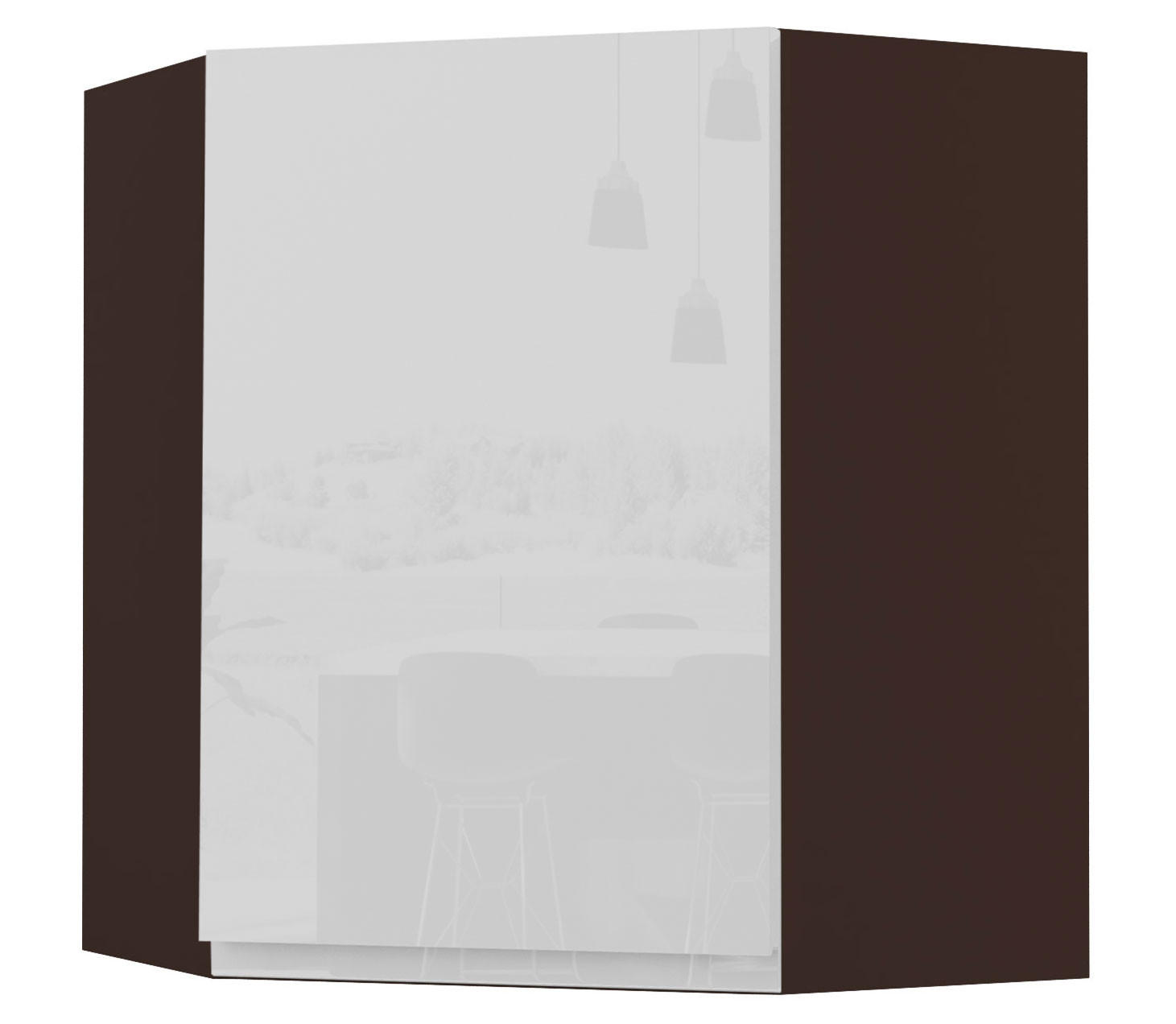 HÄNGESCHRANK Florence W10/60 Lava / RAL 9003 signalweiß HG 60 / 60 / 72cm - Türanschlag rechts - Dunkelgrau/Weiß Hochglanz, Holz/Holzwerkstoff (60/72/60cm) - Feldmann-Wohnen