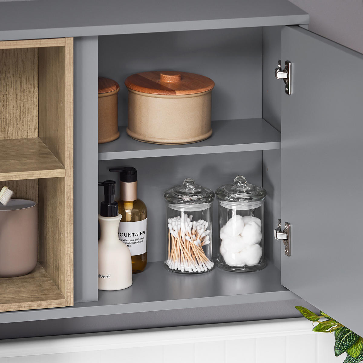 SPIEGELSCHRANK Dunkelgrau - Grau, Holzwerkstoff (60/45/20cm) - SoBuy