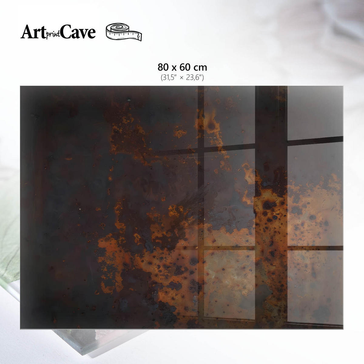 GLASPLATTE 80x60 cm – Industrielle Textur - Grau, Glas (0.4/80/60cm) - ArtPrintCave