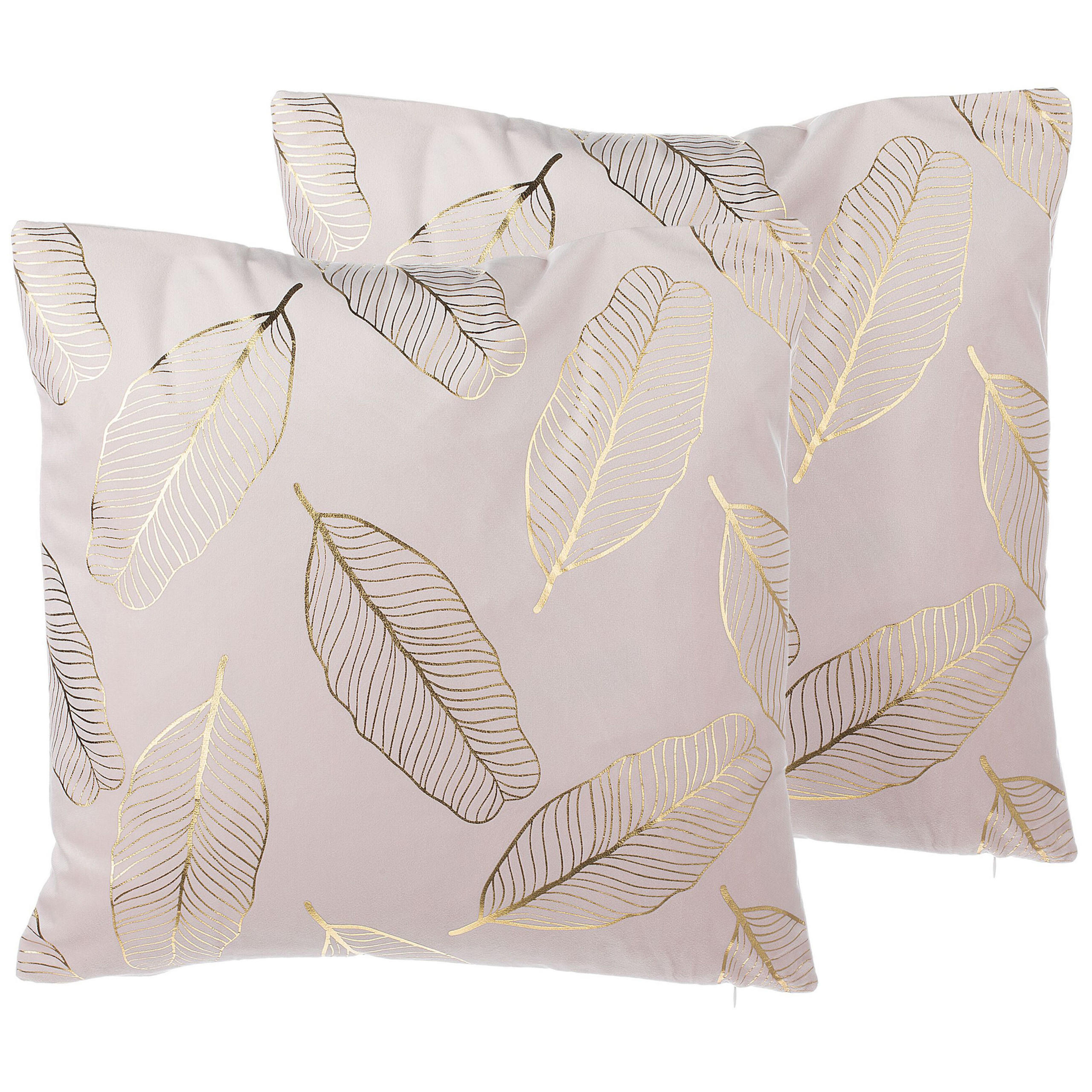 DEKOKISSEN 2er-Set Rosa 45/45 cm Freesia - Pink, Textil (45/45cm) - Beliani