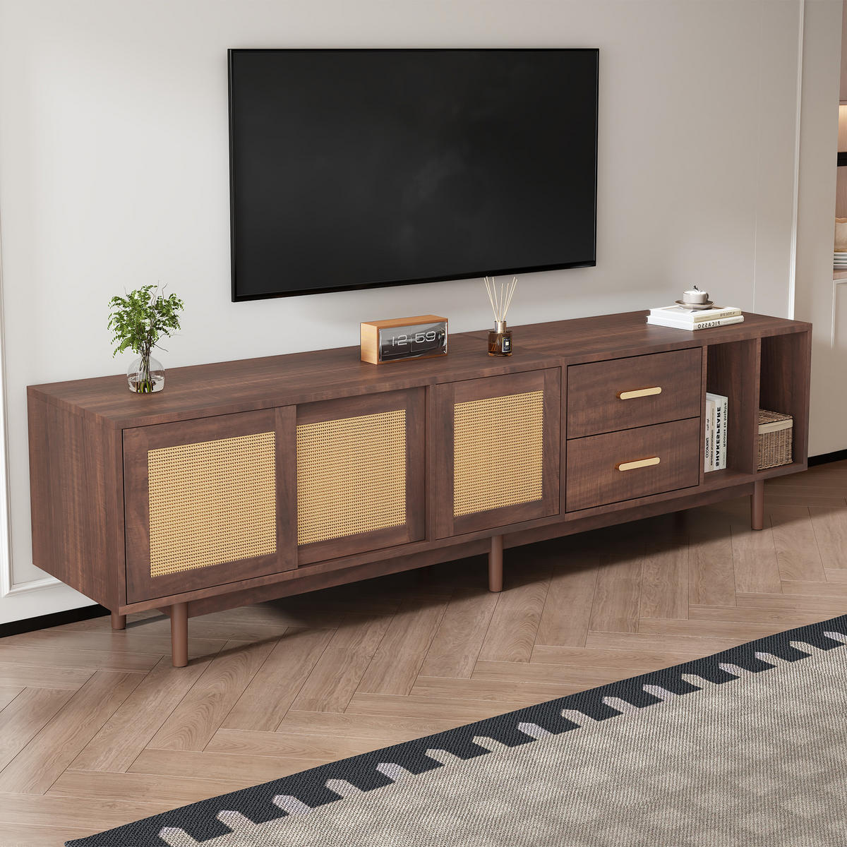 TV-MÖBEL Palermo Braun 190/40/52 cm - Braun, Holzwerkstoff (190/52/40cm) - PANGIVO