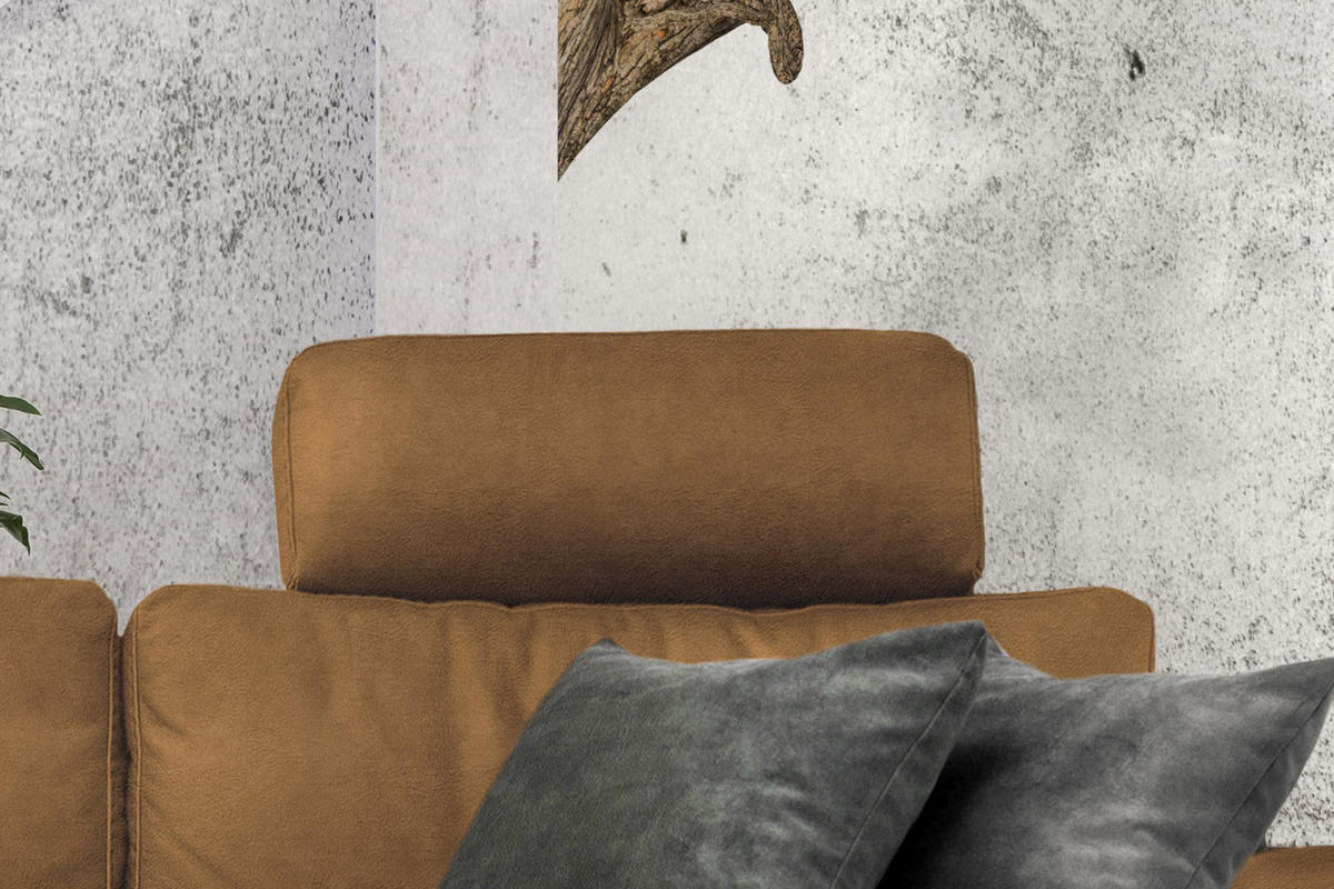 ECKSOFA XL MOTOR. RELAXFUNKTION LOLA Orange Webstoff - Schwarz/Orange, Textil (304/178cm) - KAWOLA