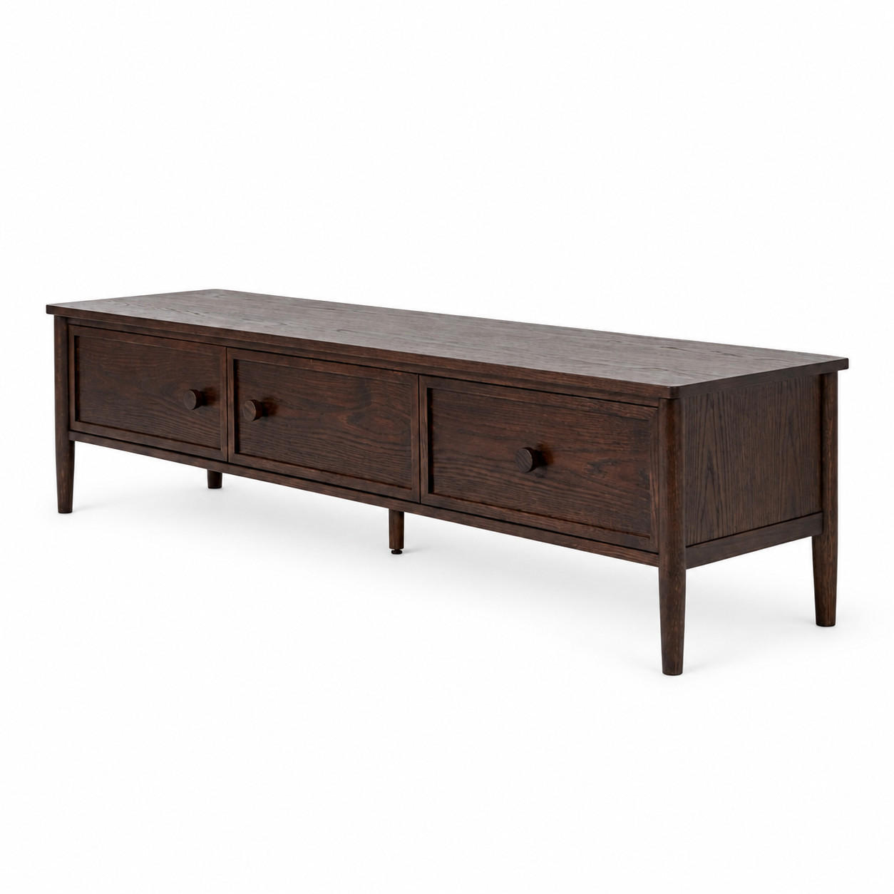 TV-LOWBOARD Rose, Eichenholz und Eichenfurnier, Espresso - Braun, Holz (175/45/45cm) - WOODEK