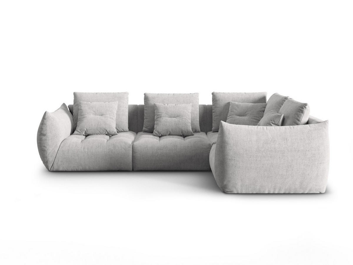 ECKSOFA modular rechts Bloom aus strukturiertem Stoff silber 3 Sitzplätze - Silberfarben, Textil (216/316cm) - Micadoni