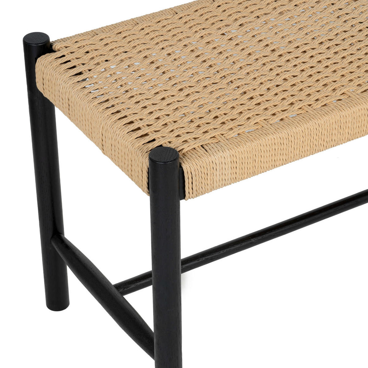 SITZBANK 90/36/45 cm Rattan / Eiche Schwarz - Beige/Schwarz, Holz/Papier (90/45/36cm) - Furnhouse